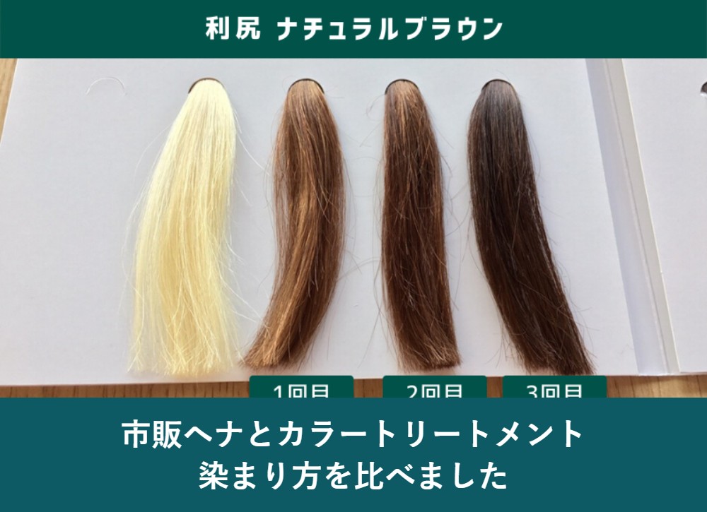 市販ヘナとカラートリートメントの染まり方を比較