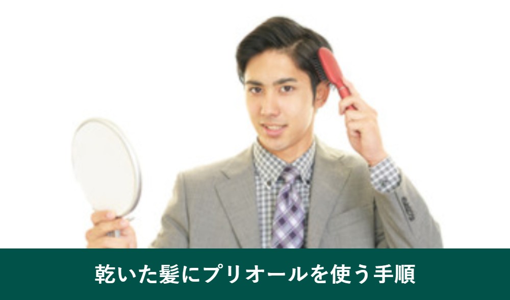 乾いた髪にプリオールを使う手順
